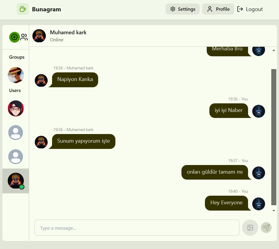 Bunagram Message App